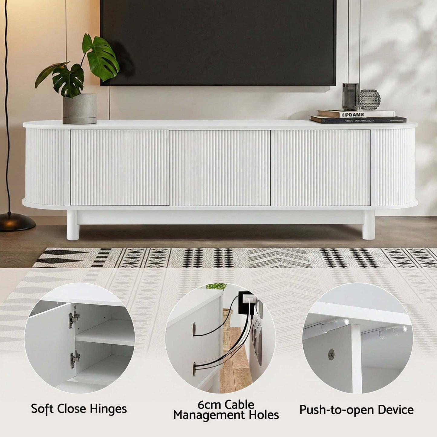 Best TV Unit Entertainment Unit Storage Cabinet 160cm White | Buy Online at Furniture Things Australia