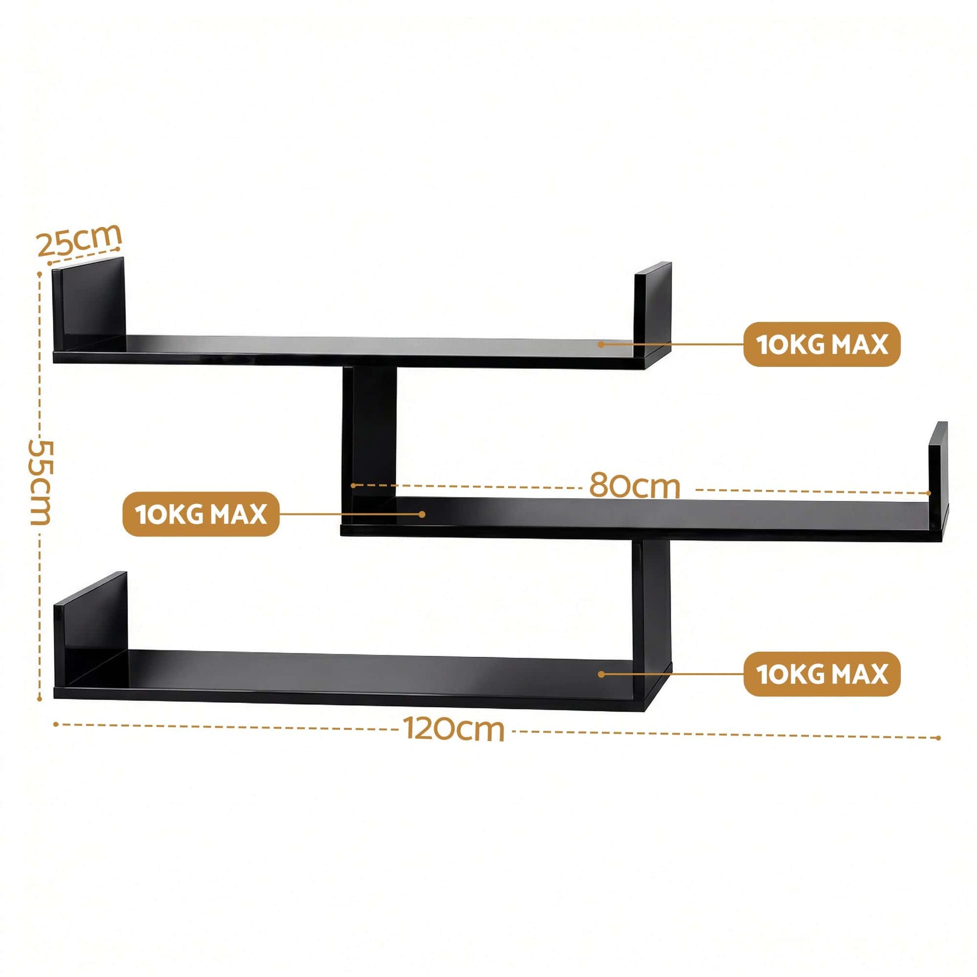 Best Floating Wall Shelf 3 Tier Black | Buy Online at Furniture Things Australia