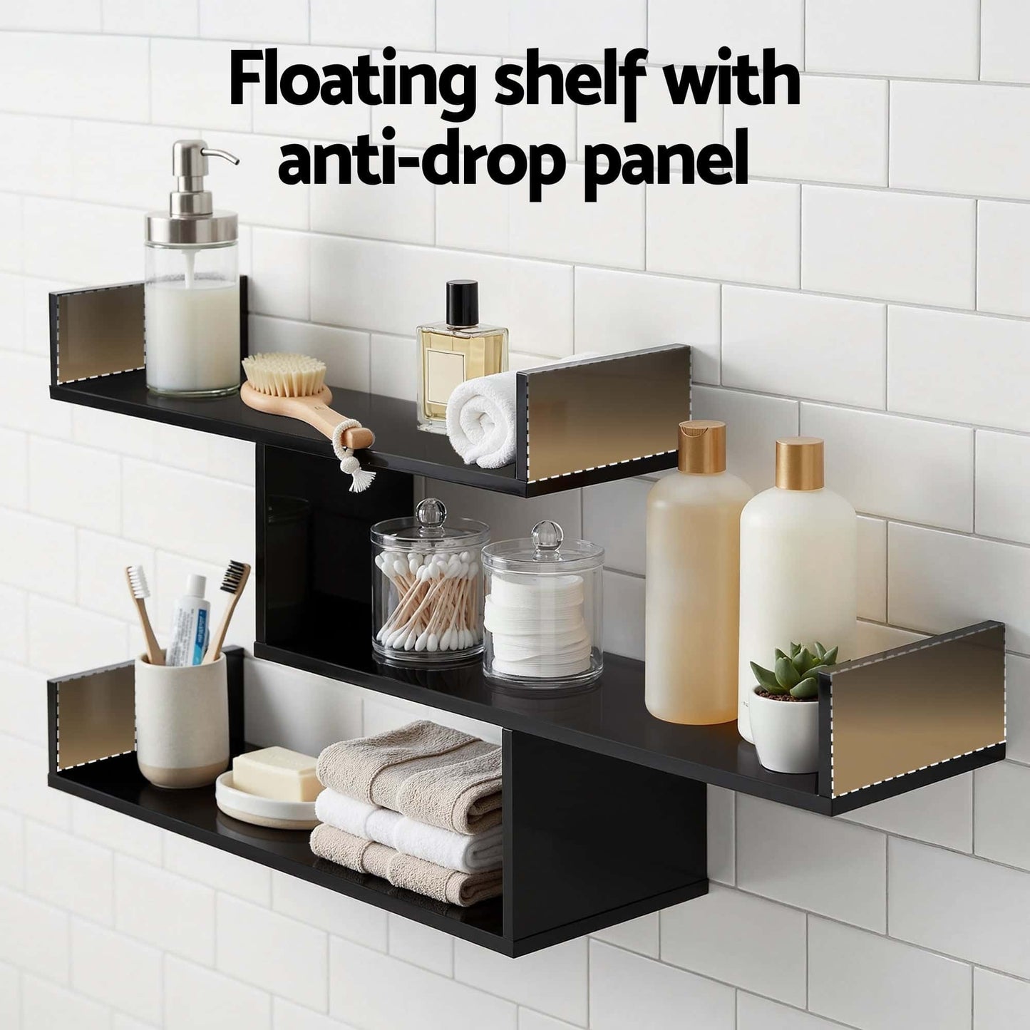 Best Floating Wall Shelf 3 Tier Black | Buy Online at Furniture Things Australia