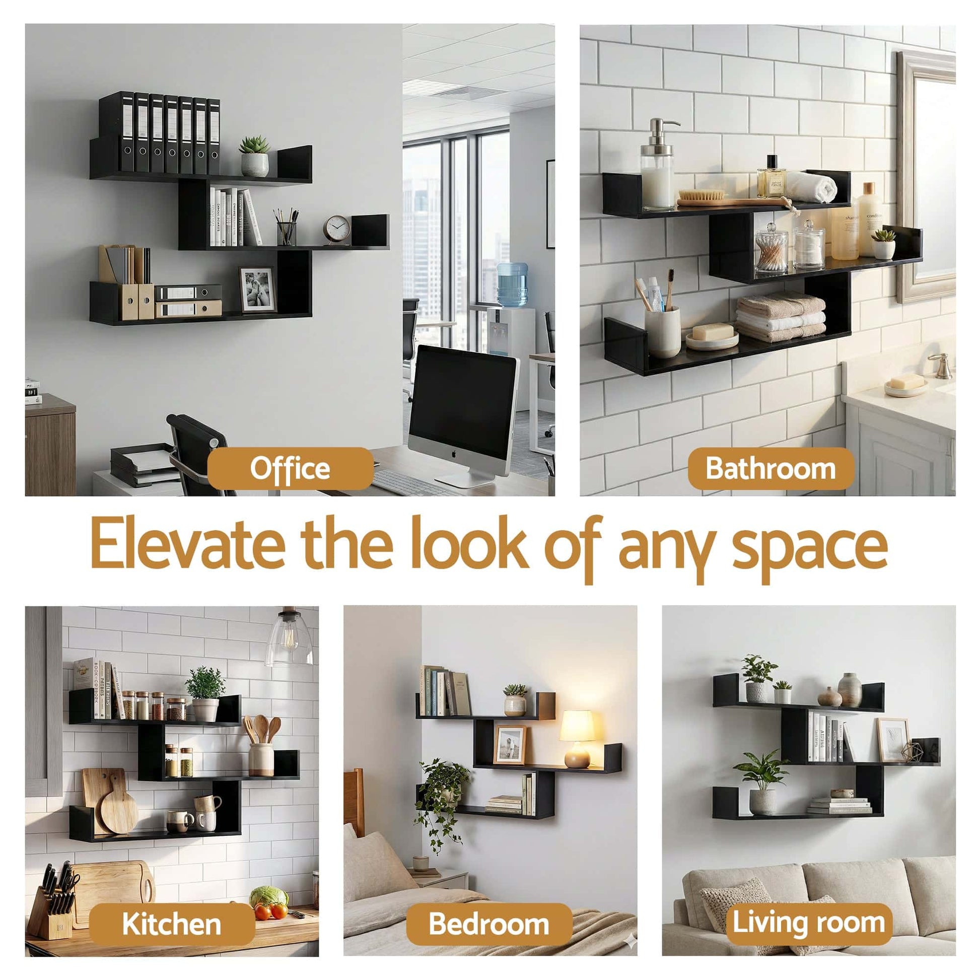 Best Floating Wall Shelf 3 Tier Black | Buy Online at Furniture Things Australia