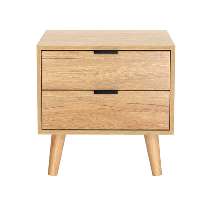 Bedside Table 2 Drawers - Pine