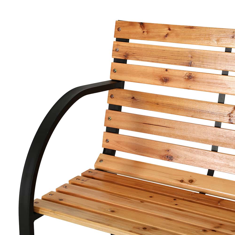 Best Outdoor Garden Bench Seat 120cm Wooden Steel 2 Seater Patio Furniture Natural | Buy Online at Furniture Things Aust