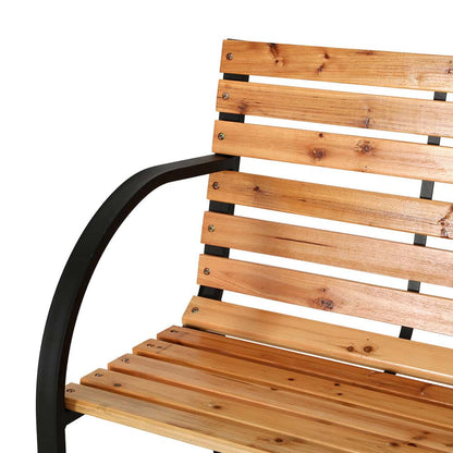 Best Outdoor Garden Bench Seat 120cm Wooden Steel 2 Seater Patio Furniture Natural | Buy Online at Furniture Things Aust
