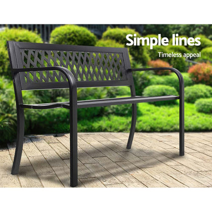 Best Outdoor Garden Bench Seat Steel Outdoor Furniture 2 Seater Park Black | Buy Online at Furniture Things Australia