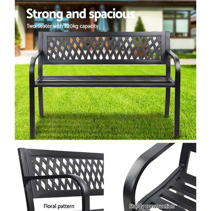 Best Outdoor Garden Bench Seat Steel Outdoor Furniture 2 Seater Park Black | Buy Online at Furniture Things Australia