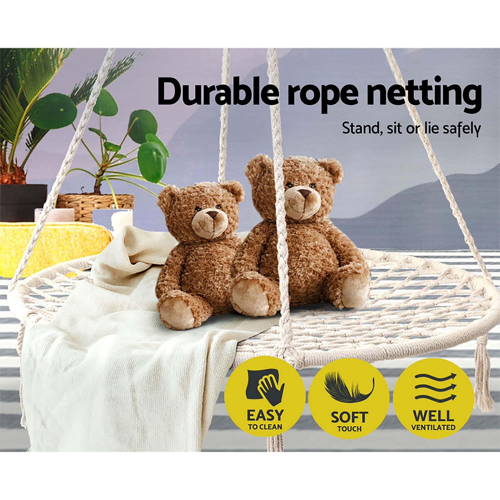 Best Hammock Chair Outdoor Tree Swing Nest Web Hanging Seat 100cm | Buy Online at Furniture Things Australia