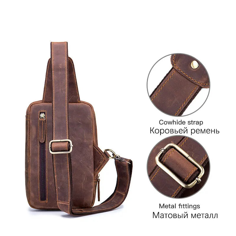 Men Crossbody Bag Leather Chest