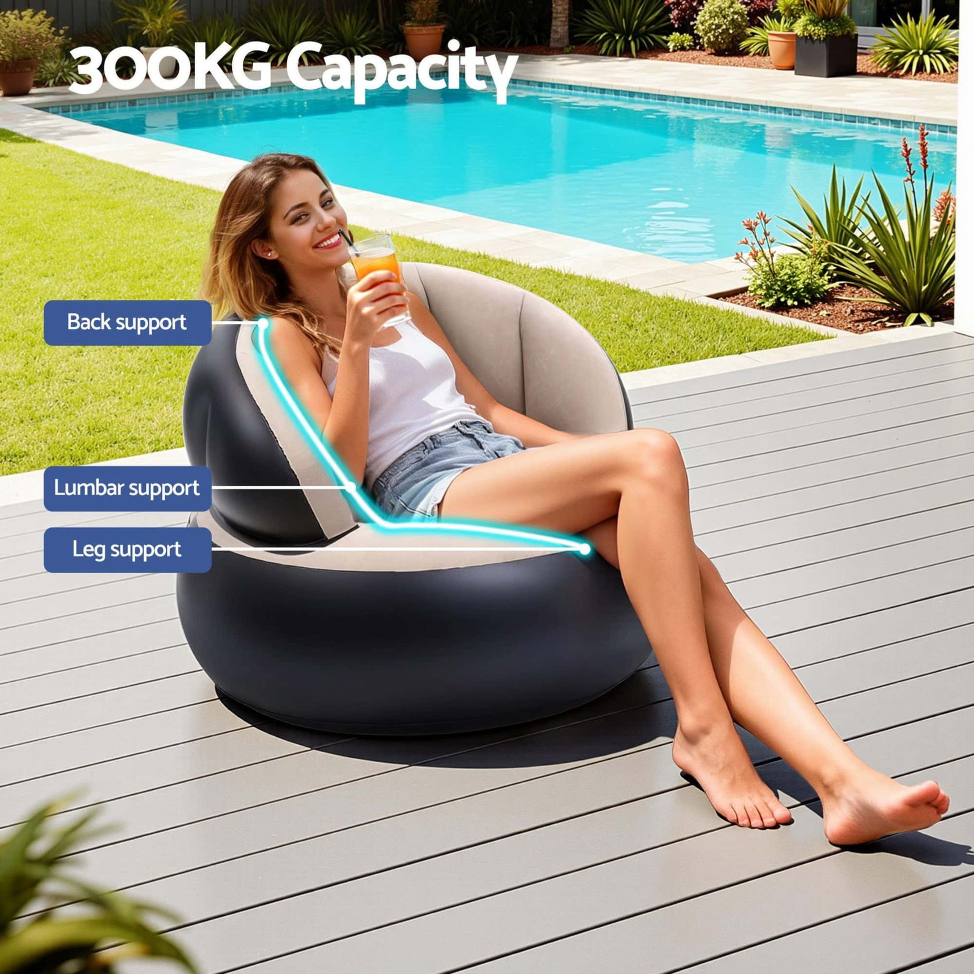 Best Inflatable Chair Blow Up Folding Air Chairs Sofa for Camping with Pump | Buy Online at Furniture Things Australia