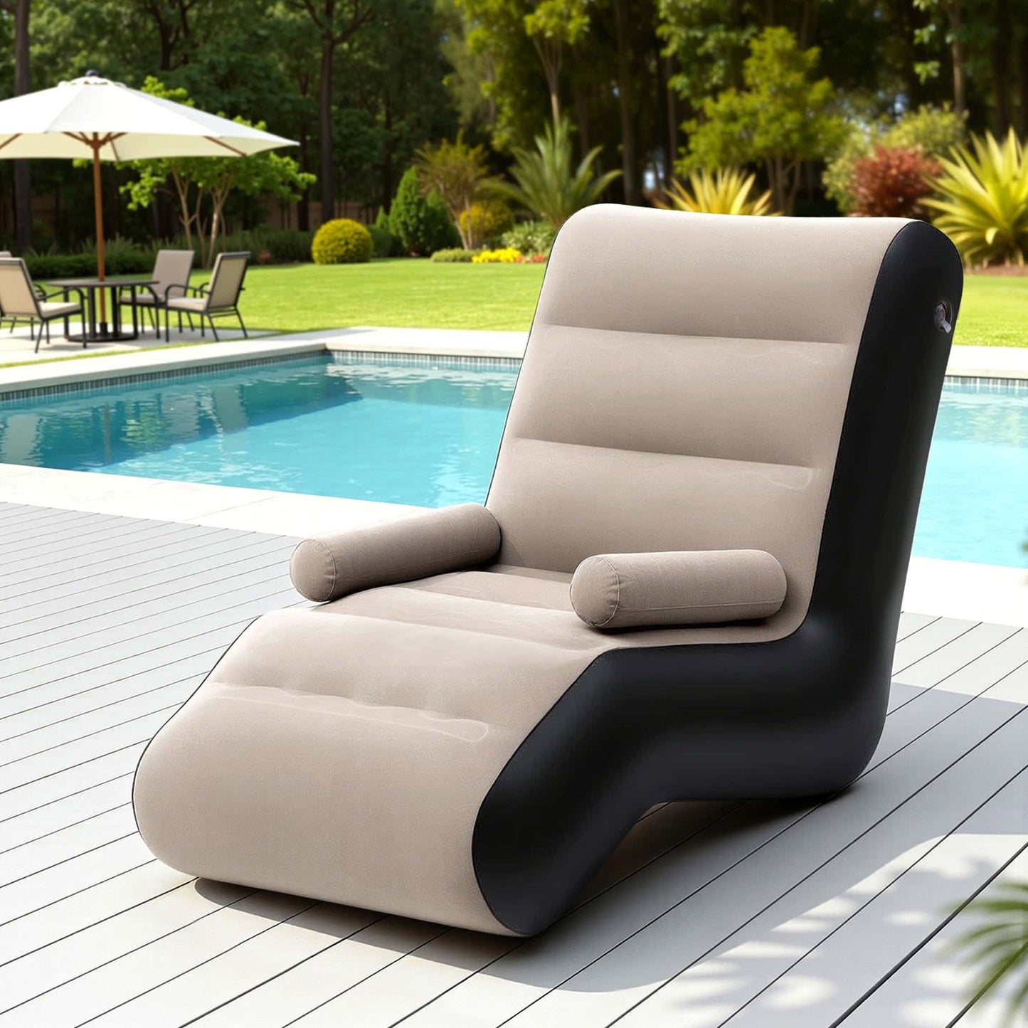 Best Inflatable Chair Sun Lounger Blow Up Folding Air Chairs Sofa for Camping with Pump | Buy Online at Furniture Things