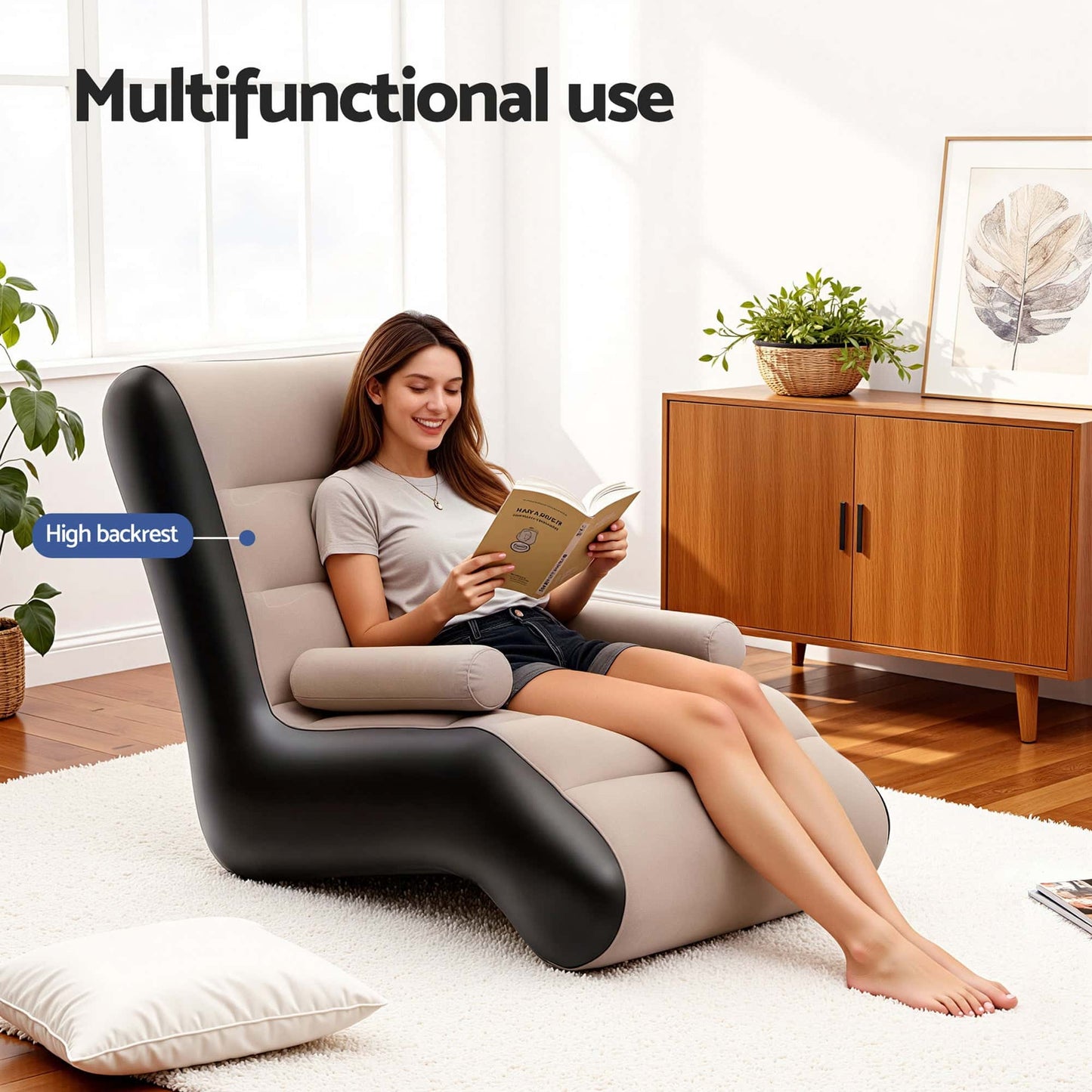 Best Inflatable Chair Sun Lounger Blow Up Folding Air Chairs Sofa for Camping with Pump | Buy Online at Furniture Things