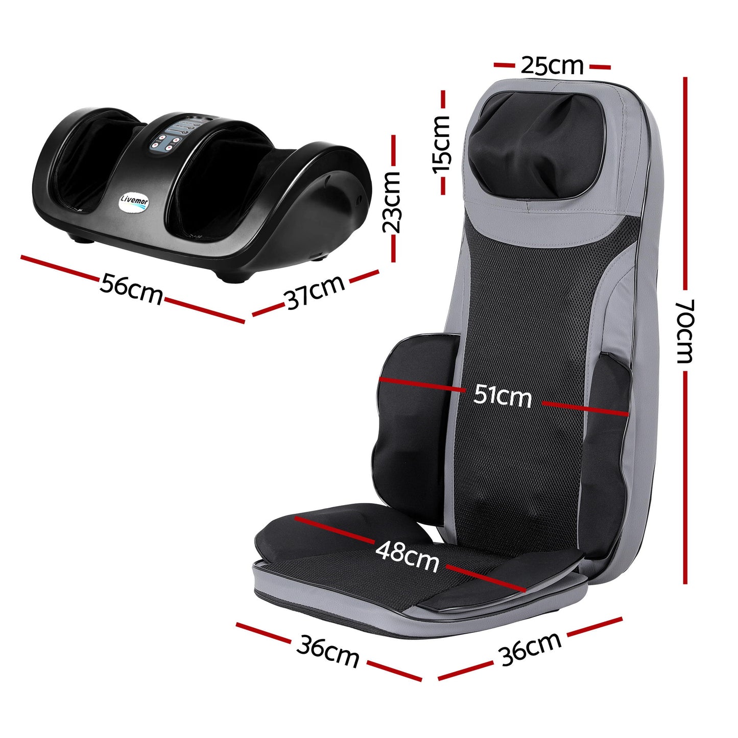 Full Back Massage Seat Cushion Heating With Kneading Foot Massagers