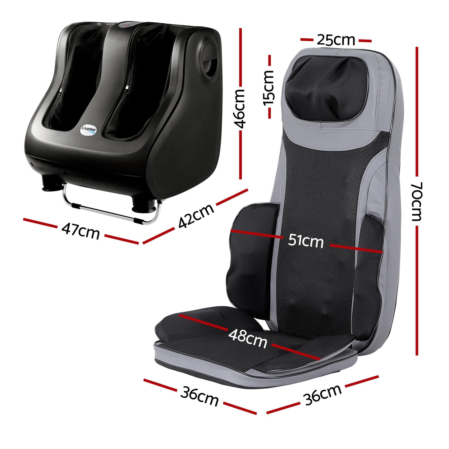 Full Back Massage Seat Cushion Heating With Foot Massagers