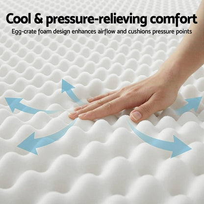 Single Mattress 20cm with Reinforced Edge Support Egg-Crate Foam