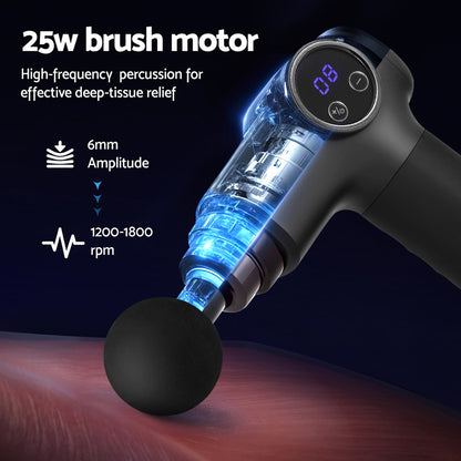 Massage Gun 8 Speed 4 Heads Vibration Muscle Massager Chargeable Black