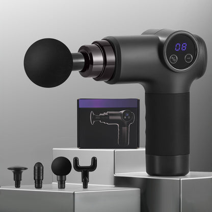 Massage Gun 8 Speed 4 Heads Vibration Muscle Massager Chargeable Black