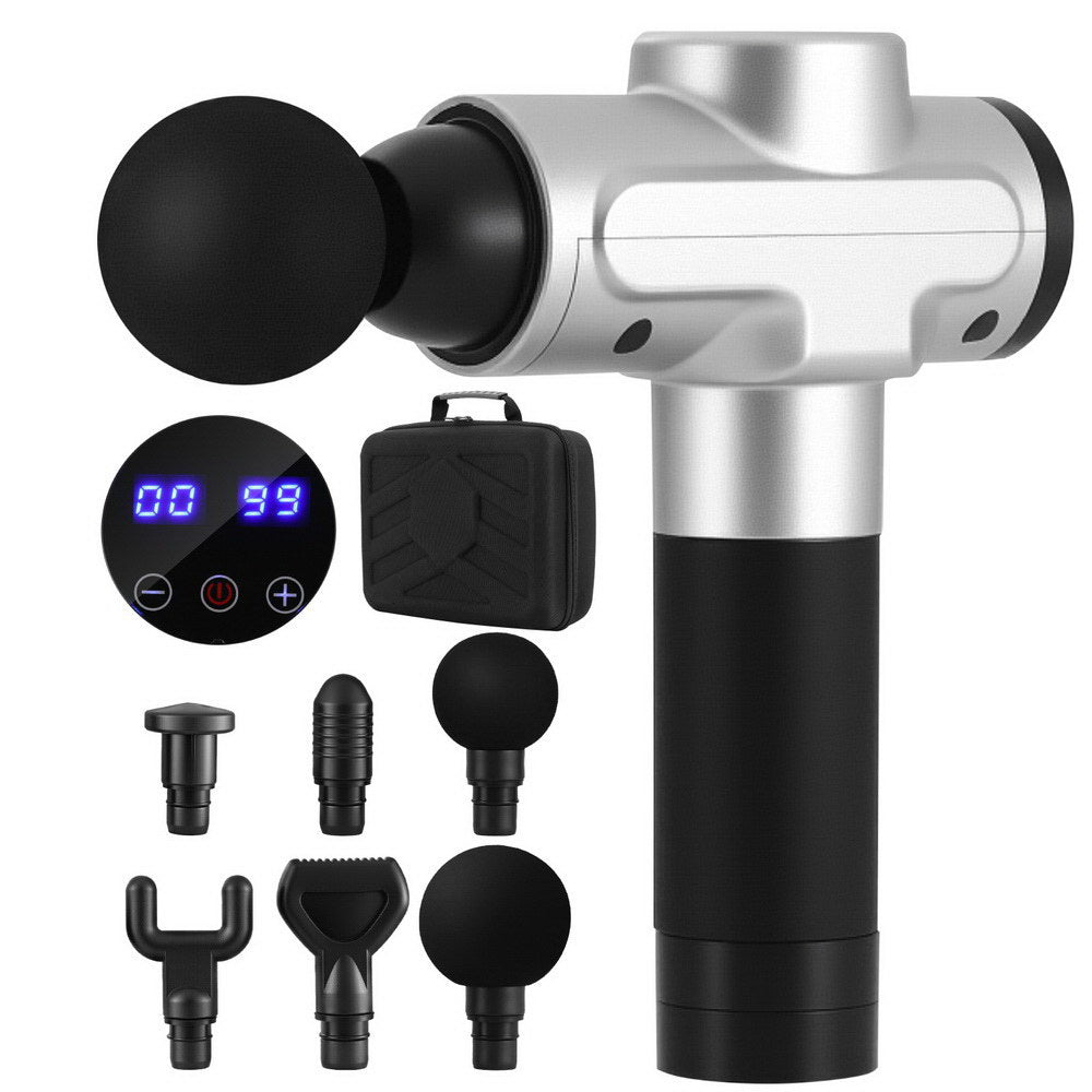 Massage Gun with 30 Speed 6 Heads Muscle Massager (Silver)