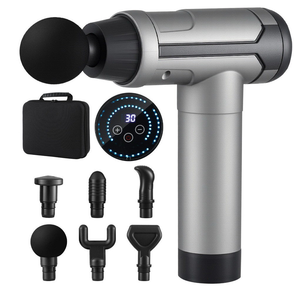 Massage Gun 30 Speed 6 Heads Vibration Muscle Massager Chargeable Black
