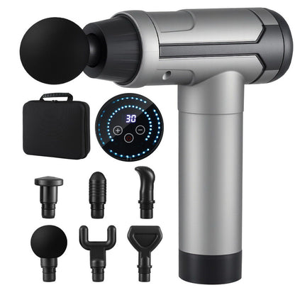 Massage Gun 30 Speed 6 Heads Vibration Muscle Massager Chargeable Black