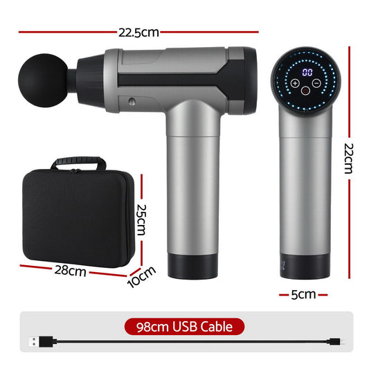 Massage Gun 30 Speed 6 Heads Vibration Muscle Massager Chargeable Black
