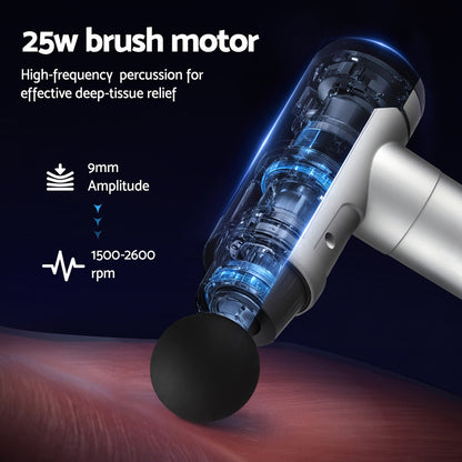 Massage Gun 30 Speed 6 Heads Vibration Muscle Massager Chargeable Black