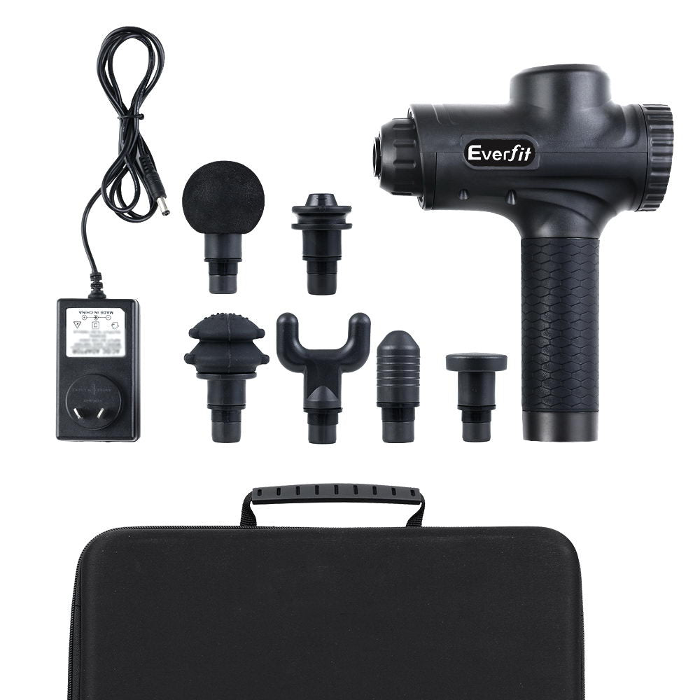 Massage Gun 30 Speed 6 Heads Muscle Massager (Black)