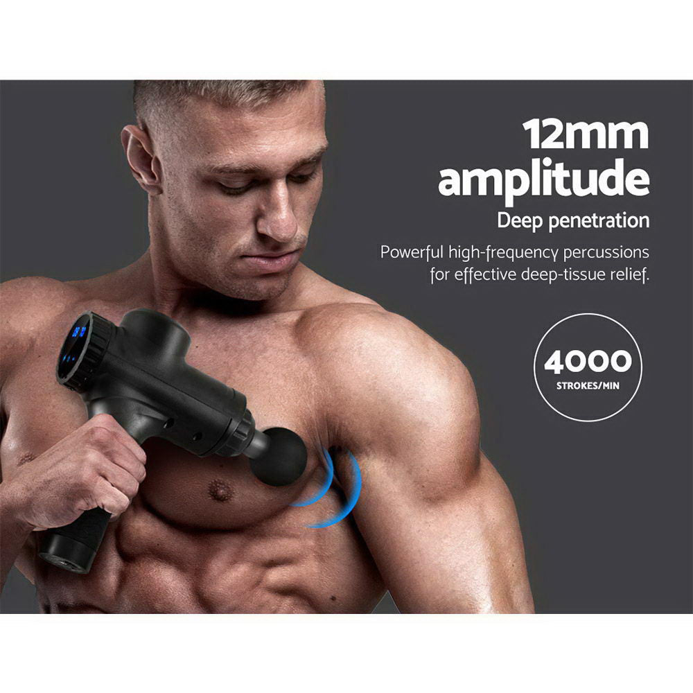 Massage Gun 30 Speed 6 Heads Muscle Massager (Black)