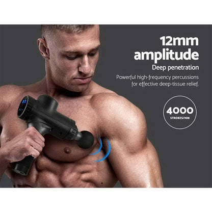 Massage Gun 30 Speed 6 Heads Muscle Massager (Black)