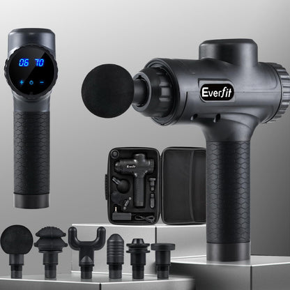 Massage Gun 30 Speed 6 Heads Muscle Massager (Black)