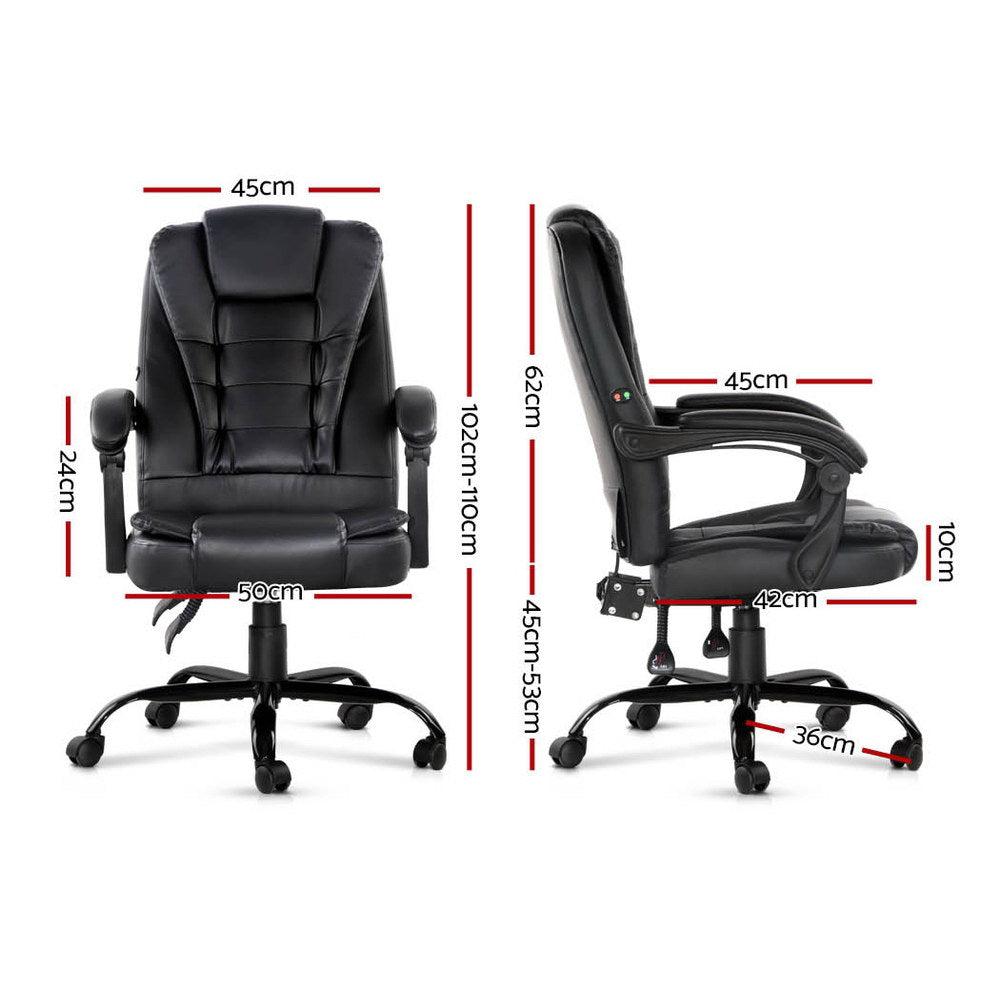 Massage Office Chair Executive Computer Gaming Chairs Black PU Leather