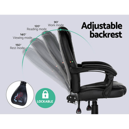 Massage Office Chair Executive Computer Gaming Chairs Black PU Leather
