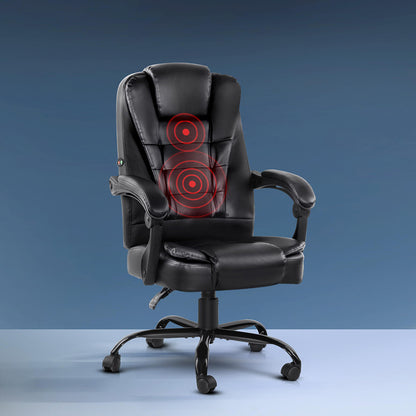 Massage Office Chair Executive Computer Gaming Chairs Black PU Leather