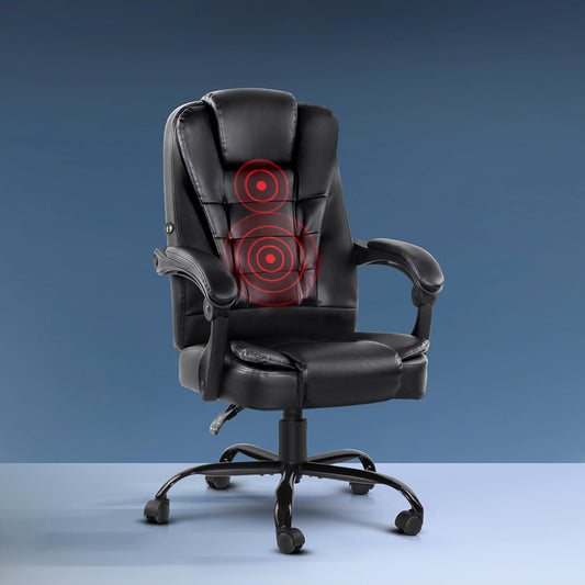 Massage Office Chair Executive Computer Gaming Chairs Black PU Leather