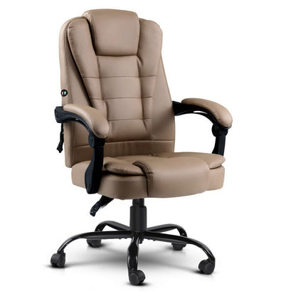 Massage Office Chair Executive Computer Gaming Chairs Brown PU Leather Espresso