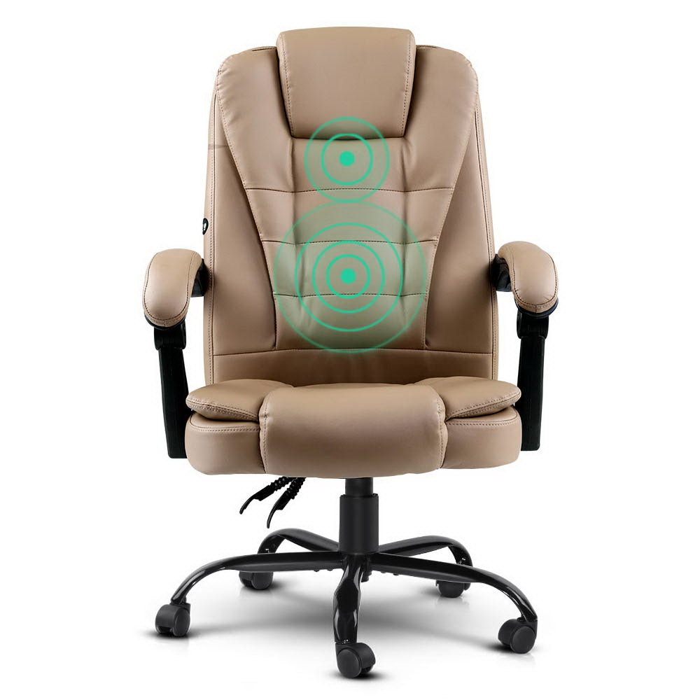 Massage Office Chair Executive Computer Gaming Chairs Brown PU Leather Espresso