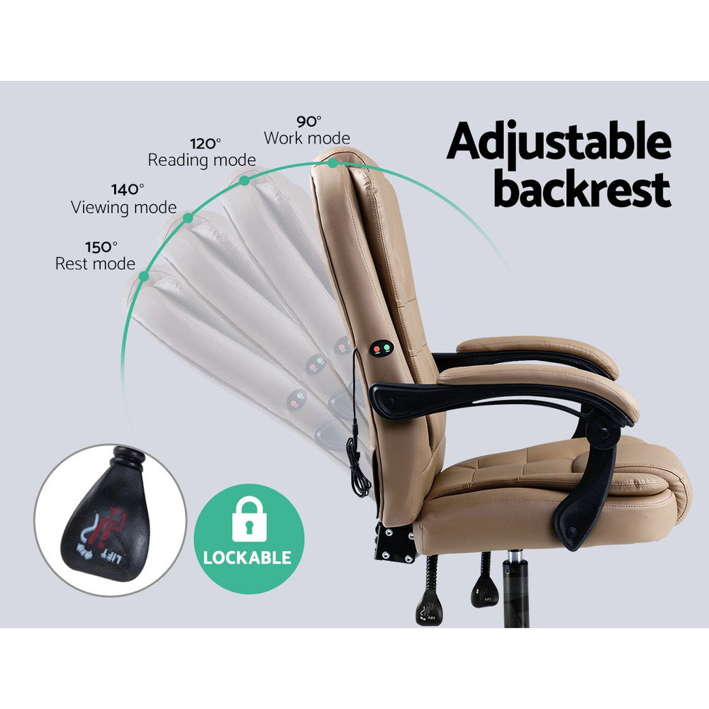 Massage Office Chair Executive Computer Gaming Chairs Brown PU Leather Espresso