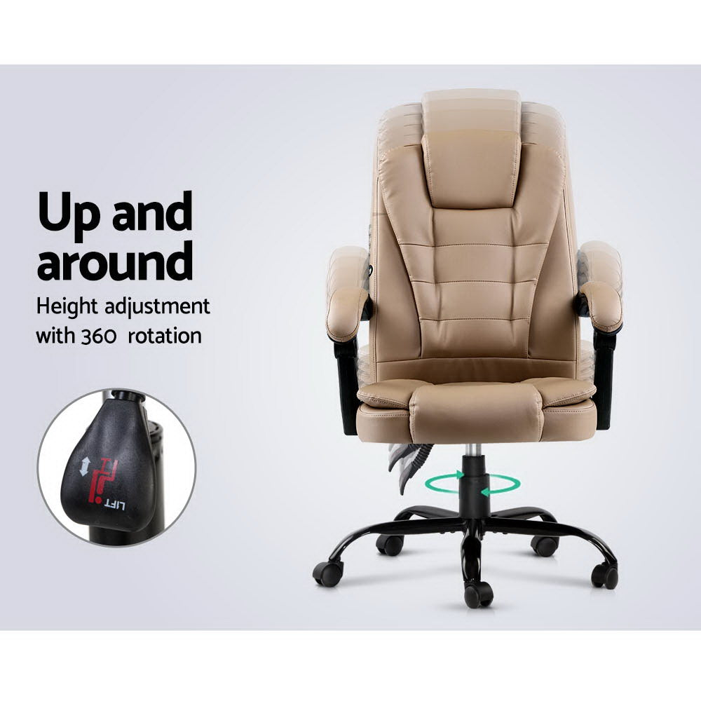 Massage Office Chair Executive Computer Gaming Chairs Brown PU Leather Espresso