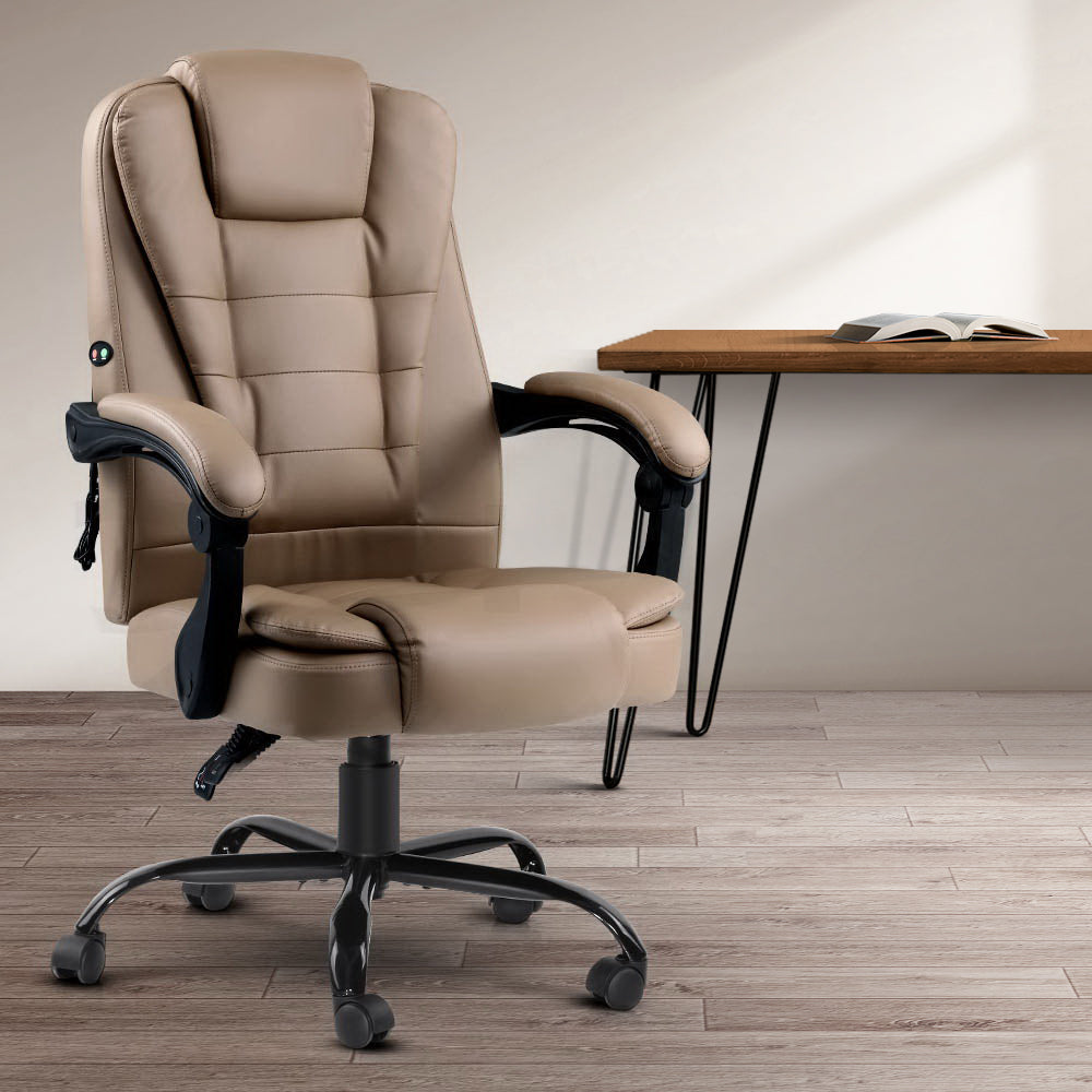 Massage Office Chair Executive Computer Gaming Chairs Brown PU Leather Espresso