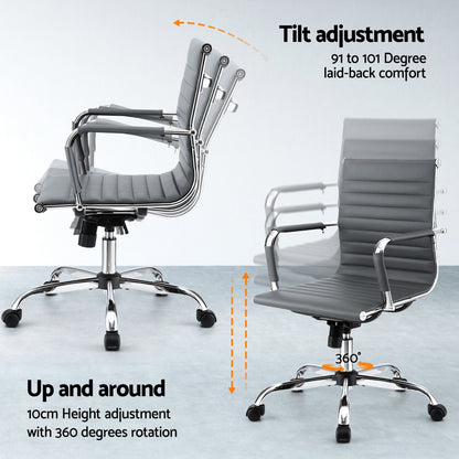Office Chair Conference Chairs PU Leather Mid Back Grey