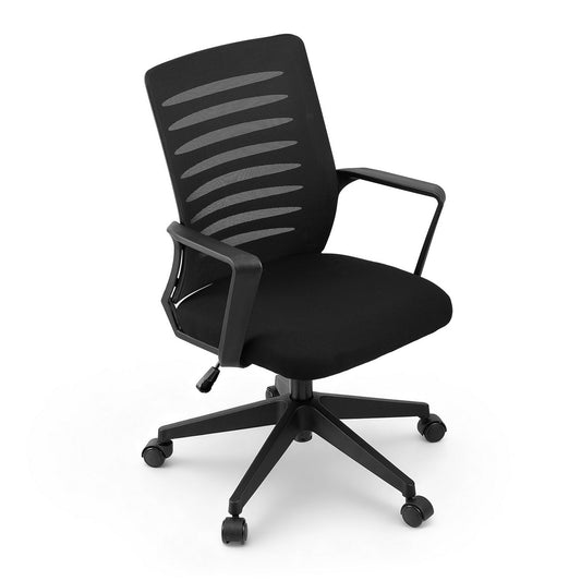 Ergonomic Office Chair Mesh Computer Desk Chairs with Lumbar Support, Height Adjustment Swivel Chair Mid Back for Home Office Study, Black