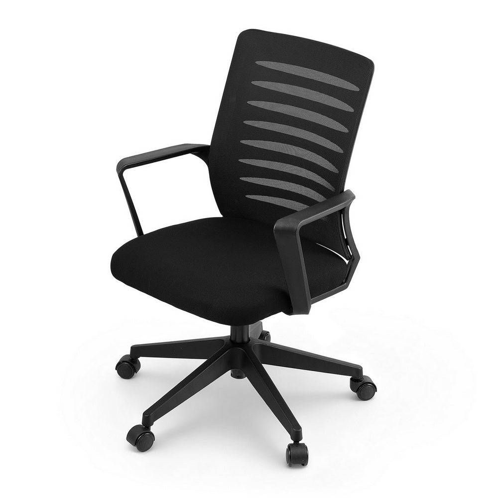 Ergonomic Office Chair Mesh Computer Desk Chairs with Lumbar Support, Height Adjustment Swivel Chair Mid Back for Home Office Study, Black
