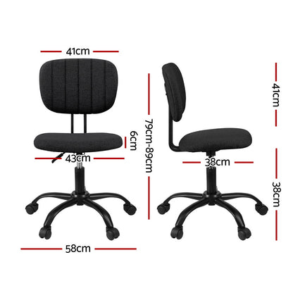 Armless Office Chair with Wheels - Black
