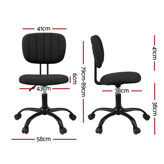 Armless Office Chair with Wheels - Black