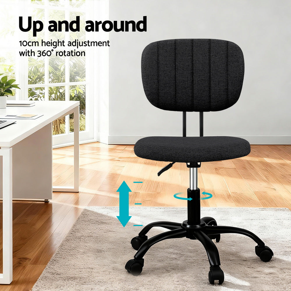 Armless Office Chair with Wheels - Black