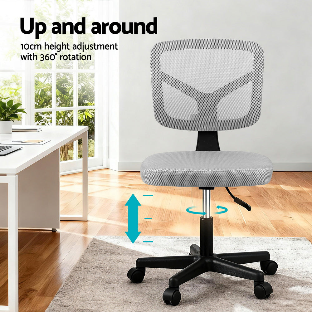 Armless Office Chair with Wheels - Grey