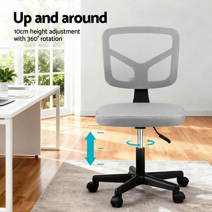 Armless Office Chair with Wheels - Grey