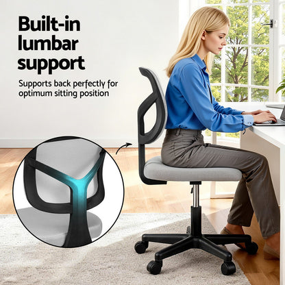 Armless Office Chair with Wheels - Grey