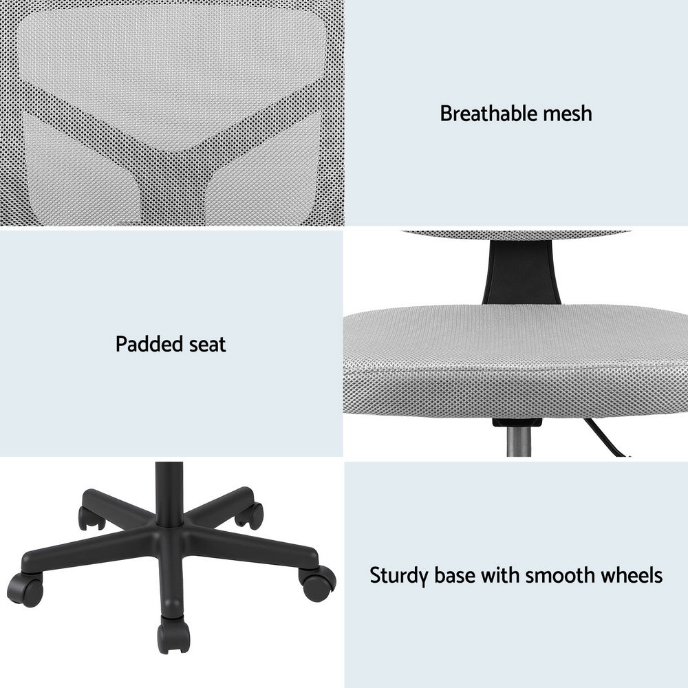 Armless Office Chair with Wheels - Grey