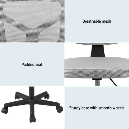 Armless Office Chair with Wheels - Grey