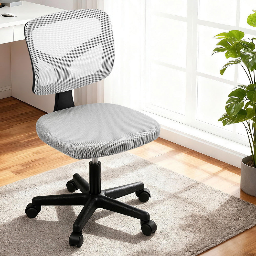 Armless Office Chair with Wheels - Grey
