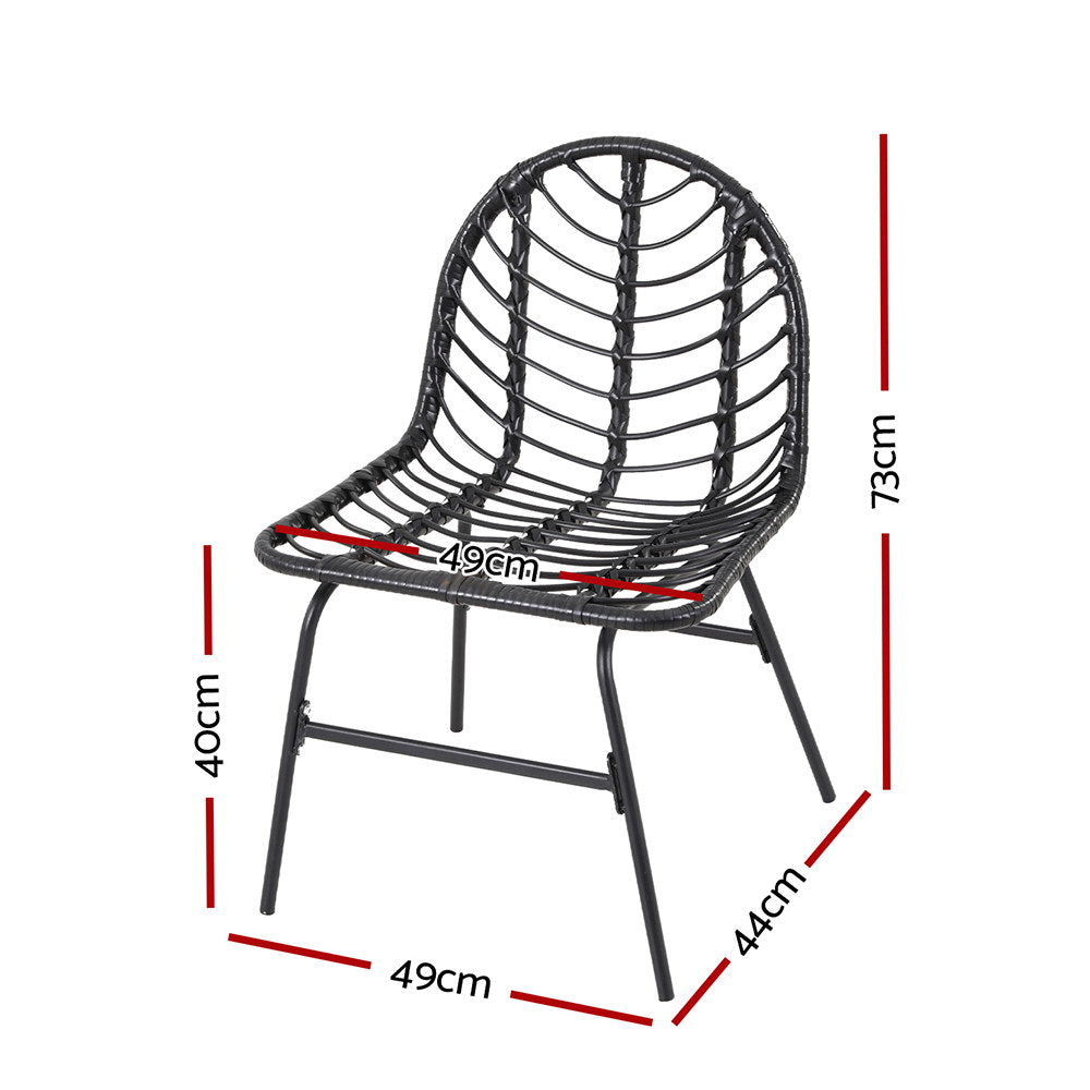 2x Outdoor Chairs Dining Chair Lounge Wicker Patio Furniture Black